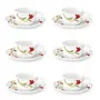 Borosil Red Lily (LH) Cup and Saucer Set 140ml 12-Pieces White and Red Lilly