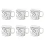 Borosil Marble Opalware Mug Set 6-Pieces White