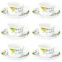 Borosil Lavender Cup and Saucer Set 140ml 12-Pieces White
