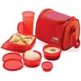 Cello Max Fresh Sling 5 Container Lunch Box With Bag Orange