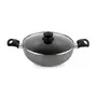 Cello Non Stick Hammered Tone Kadhai with Glass Lid 2.5 LTR Black & Grey