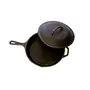 Induction Base Cast Iron Pan with Lid Black