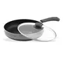 Sumeet Non Stick Aluminium Fry Pan with Glass Lid Black Silver