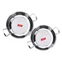 Sumeet Stainless Steel Encapsulated Bottom induction and Gas Stove Friendly Kadhai (Size no 12 and 13 1.9L and 2.3L) - Set of 2