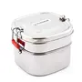 Coconut Stainless Steel Lunch Box Silver (Double Square Lunch Box Small - S10)