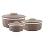 Trueware Inner Stainless Steel and Outer Plastic Regal Serving Casserole - Set of 3 (Grey 1000+1500+2000 ml).