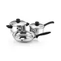 Butterfly Stainless Steel Cookware Set with Sauce Pan Fry Pan and Induction Bowl with lid 3 Pcs Set Silver