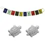 Japanese Lucky Charm Money Turtle Hime Decor Pair & Buddhist Himalayan Nepali Positive Vibes 3 Feet Prayer Flags for Motorbike/Car Hanging Accessories - Multicolor