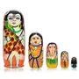 Toolart Hand Paint Wooden Shiv Family Stacking Nested Wood Dolls -Set of 5 Piece
