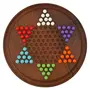 Toolart Chinese Checkers Game Set with 12-Inch Diameter Round Wooden Board Finish Acrylic Beads