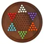 Toolart Chinese Checkers Game Set with 12 Inch Diameter Round Wooden Board and Acrylic Beads