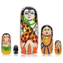 Wooden Hand Painted India Set of 5Pcs Hand Painted Religious Shiva Family Wooden Indian God