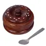 Wooden Container with Small Spoon (4inch Brown)