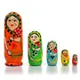 Toolart kids handmade hand painted cute wooden indian women nesting dolls - set of 5- Multi color