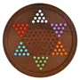 Toolart Chinese Checkers Game Set with 12 Inch Diameter Round Wooden Board Finish Acrylic Beads