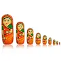 Hand Painted Wooden Russian Doll Set for Girls Kids (Red) -9 Pieces
