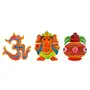 Combo of Om Symbol Ganesh Ji and Swastik Kalash Symbol Hand Made Wooden Wall Hanging | Wall Decor for Positive Energy for Home and Office Set of 3 (Color May Vary)