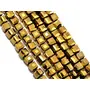 Golden Metallic Cube Shaped Crystal Beads (6 mm * 6 mm) 5 Strings for  Jewellery Making Beading Arts and Crafts Purpose