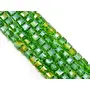 Olive Green/Peridot Transparent Rainbow Cube Shaped Crystal Bead (6 mm * 6 mm) 5 Strings for  Jewellery Making Beading Arts and Crafts and Embroidery.