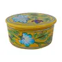 Indian Blue Art Pottery Ceramic Pottery Storage Box (10 cm x 8 cm x 5 cm Yellow)