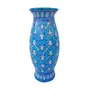 Indian Blue Art Pottery Ceramic Flower Vase (10 cm x 10 cm x 20 cm Sky Blue)