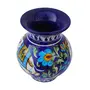 Indian Blue Art Pottery Ceramic Flower Vase (12.5 cm x 12.5 cm x 15 cm Blue)