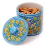 Ceramic Cotton Storage Box (9 cm x 9 cm x 7 cm Blue)