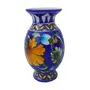 Indian Blue Art Pottery Ceramic Flower Vase (6 cm x 6 cm x 10 cm Blue IBAP05)