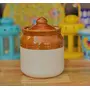 Cream Pottery Hand Paintaed Ceramic Cornichon Storage Jar for Pickle | 750 GR Cream (Pack of 1 )