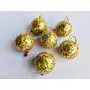 Christmas Balls Ornaments Handmade Shatterproof Balls Ornaments for Christmas Tree Yellow Color with Multicolor Bird Handcrafted Indian Perfect Hanging Ball (Set of 12)