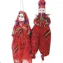 Wood Traditional Handcrafted Rajasthani Face String Standard Red 1 Male And 1 Female Puppet
