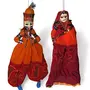 Wood Traditional Handcrafted Rajasthani Face String Standard Red 1 Male And 1 Female Puppet