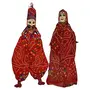 Traditional Handcrafted Rajasthani Colorful Wooden Face String Wood Folk Puppets aka Kathputli aka Rajasthani Dolls Art Handmade Puppet Pair for Home Decor Cultural Program and Event