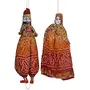 Traditional Handcrafted Rajasthani Colorful Wooden Face String Wood Folk Puppets aka Kathputli aka Rajasthani Dolls Art Handmade Puppet Pair for Home Decor Cultural Program and Events