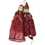 Traditional Handcrafted Rajasthani Colorful Wooden Face String Wood Folk Puppets aka Kathputli aka Rajasthani Dolls Art Handmade Puppet Pair for Home Decor Cultural Program and Events