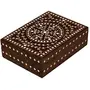 Decorative Handmade Hexagonal Wooden Jewellery Storage Box (8 inch x 6 inch Brown)