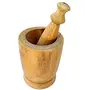 Wooden Khalbatta Okhli Masher Mortar and Pestle Set (Small Brown)