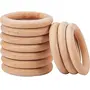 Smooth Unfinished Natural Wooden Rings/Circles Without Paint for Craft DIY Baby Teething Ring Pendant Connectors Jewelry Making -5 Pieces