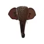 Handmade Elephant Head with Carved Patterns Handicraft (Carved from Mahogany Wood) 10 Inches