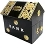 Handcrafted Wooden Money Bank Black and Golden (Free Gift Inside)