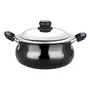 Vinod Black Pearl Hard Anodised Handi with Stainless Steel Lid 2 litres Capacity (Mini) with Riveted Sturdy Handles - 3.25 mm Thickness Black (Gas Stove Compatible)