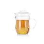 Dancing Leaf Gracil Glass Tea Mug with Removable Glass Infuser & Matching Lid | Heat Resistant Borosilicate Glass | Perfect for Brewing Loose Tea | Capacity - 350ml