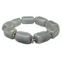 Stone Grey Aventurine Cuboid Tumble Metallic Ring Bracelet For Man, Woman, Boys & Girls- Color: Grey (Pack of 1 Pc.)