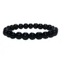 Stone Black Obsidian Beads Bracelet For Man, Woman, Boys & Girls- Color: Black (Pack of 1 Pc.)