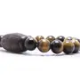 Stone Tiger Eye with Tibetan Bead For Man, Woman, Boys & Girls- Color: Multi color (Pack of 1 Pc.)