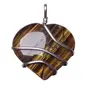 Stone Tiger Eye Wrapped Heart Energy Pendant For Man, Woman, Boys & Girls- Color- Brown (Pack of 1 Pc.)