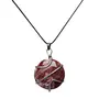 Stone Red Jasper Round Cabochon Wrapped Agate Crystal Pendant For Man, Woman, Boys & Girls- Color- Red (Pack of 1 Pc.)