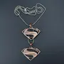 Stylish Superman Symbol Charm Metal Double Pendant Fashion Necklace, 2 image