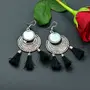 Women's Oxidized Metallic Earring Set with Black thread., 2 image