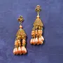 Women's Gold Plated Hoop Dangler Jhumka with Pearl Earring Party Wear., 2 image